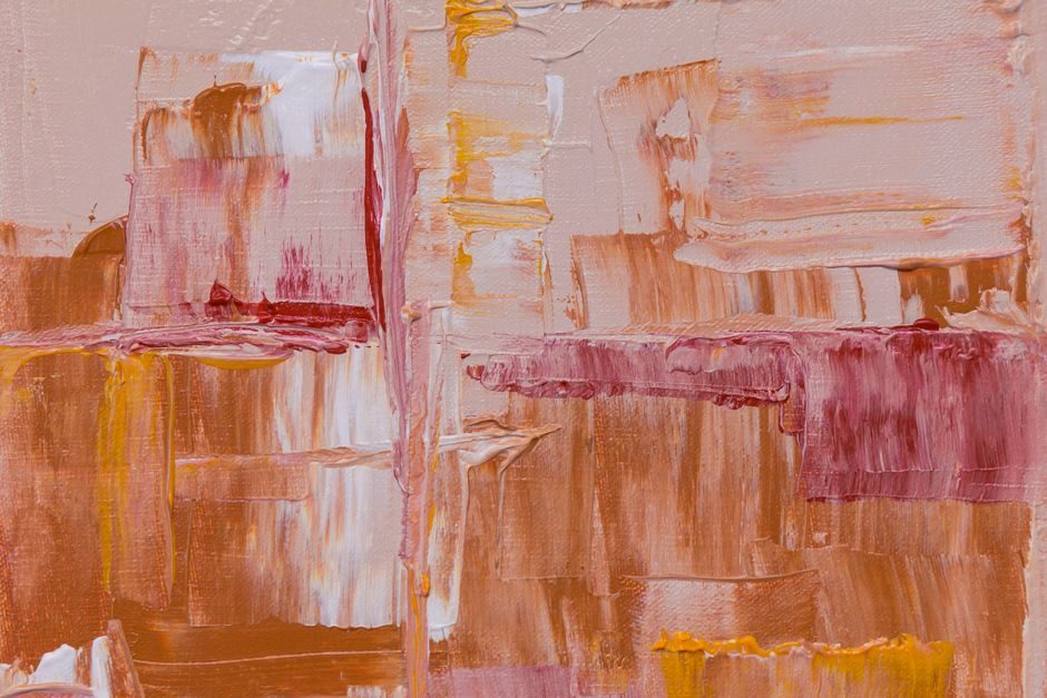 縓缘 — Vibrant abstract oil painting showcasing expressionist brush strokes in warm tones.